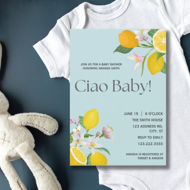 Lemon Baby Shower, Ciao Baby, italienisches Thema Einladung (Von Creator hochgeladen)