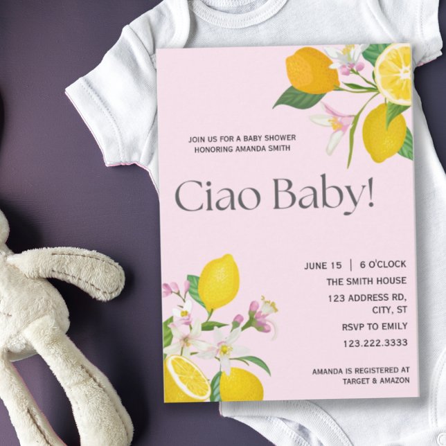 Lemon Baby Shower, Ciao Baby, italienisches Thema Einladung (Von Creator hochgeladen)