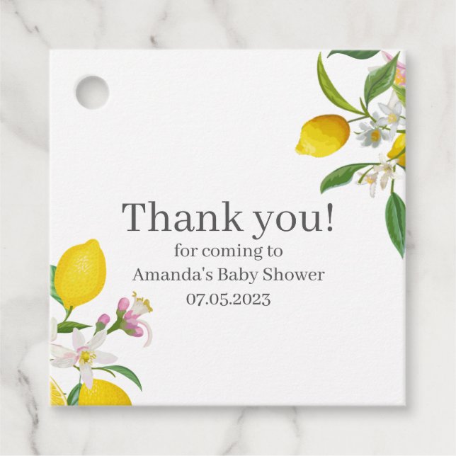 Lemon Baby Shower, Ciao Baby, italienisches Thema Geschenkanhänger (Vorderseite)