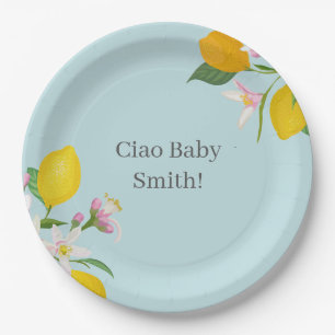 Lemon Baby Shower, Ciao Baby, italienisches Thema Pappteller