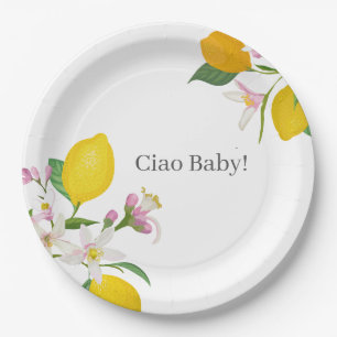 Lemon Baby Shower, Ciao Baby, italienisches Thema Pappteller