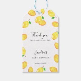 Lemon Baby Shower Elegant Danke Script Frame Geschenkanhänger