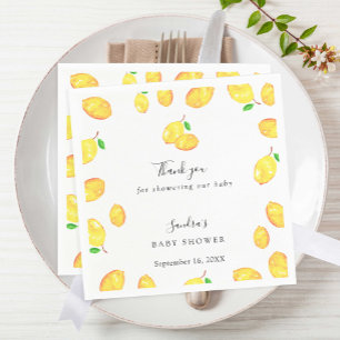 Lemon Baby Shower Elegant Danke Script Frame Serviette