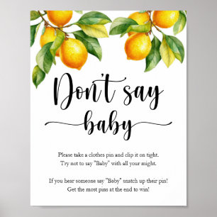 Lemon Baby Shower Game Sage nicht Baby Poster