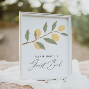 Lemon Baby Shower Guest Book Sign Poster
