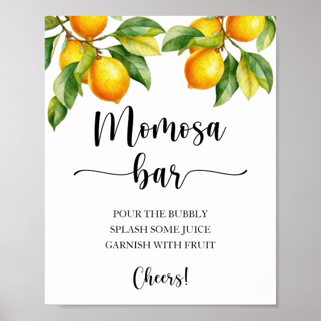 Lemon Baby Shower Momosa Bar Sign Poster (Vorne)