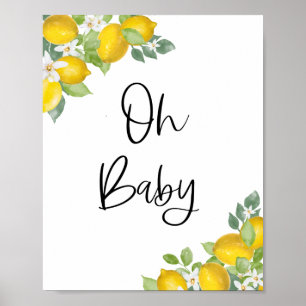 Lemon Baby Shower Oh Baby Sign Poster