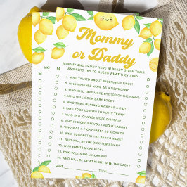 Lemon Baby Shower rät, wer Mama oder Daddy Game is