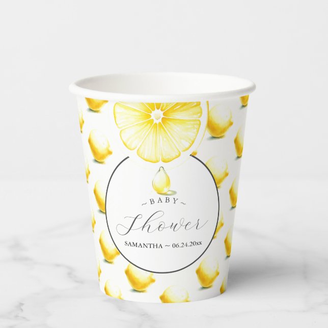 Lemon Baby Shower Theme Pappbecher (Vorderseite)