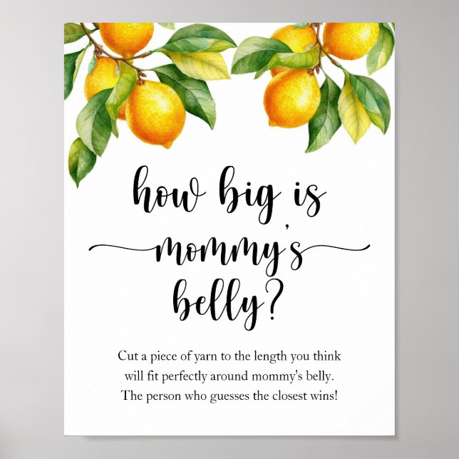 Lemon Baby Shower Wie groß ist Mama's Bauchspiel Poster (Vorne)