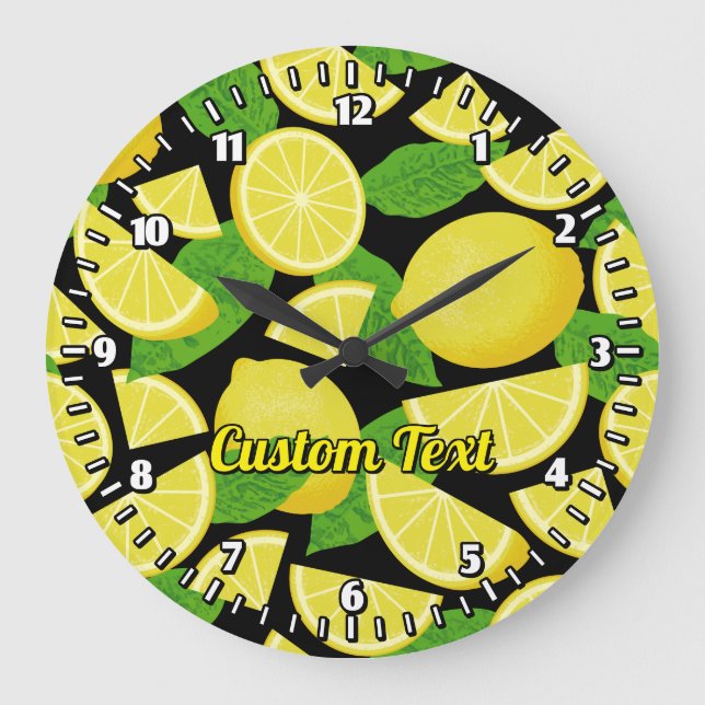 Lemon Background Große Wanduhr (Vorderseite)