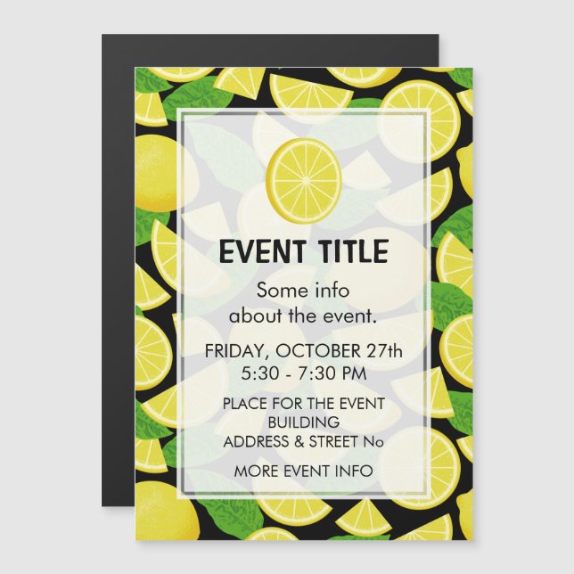 Lemon Background Magnetkarte (Vorne/Hinten)