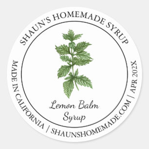 Lemon Balm Syrup Modernes Label Runder Aufkleber