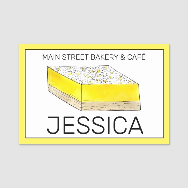 Lemon Bars Squares Bake Sale Cookie Bäckerei Namensschild (Vorderseite)