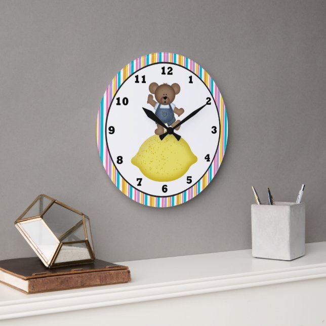 Lemon Bear Kitchen Clock Große Wanduhr (Büro)