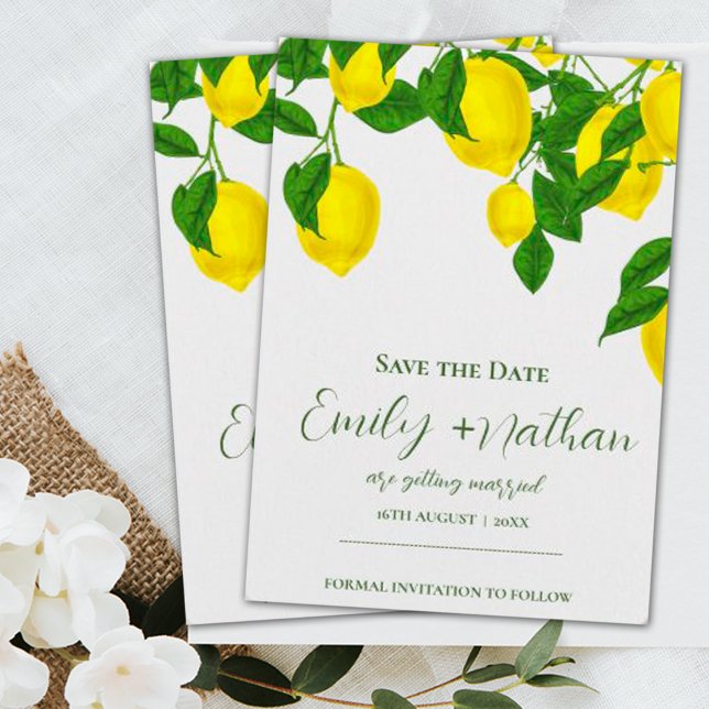 Lemon Beautiful Niedlich Bright Yellow Citrus Wedd Save The Date (Von Creator hochgeladen)