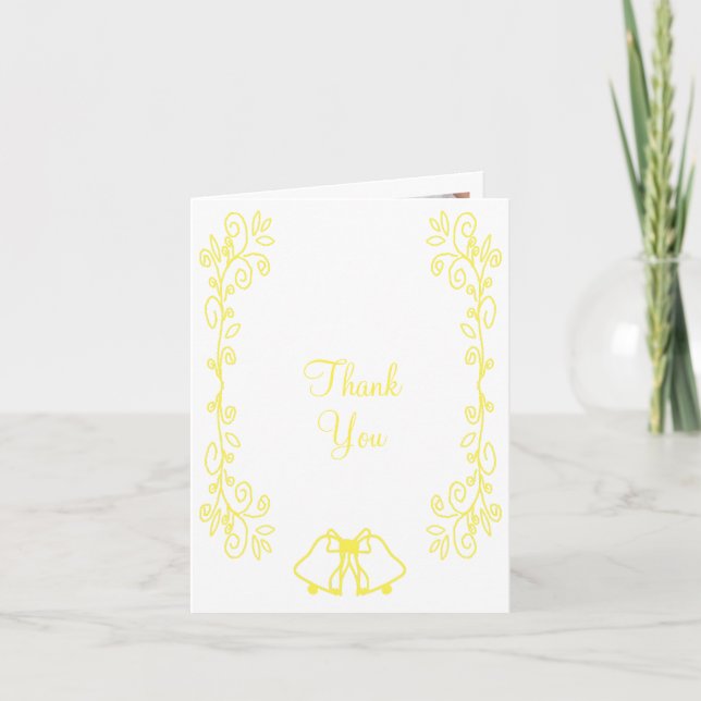 Lemon Bells Scrollwork Design Wedding Dankeskarte (Vorderseite)