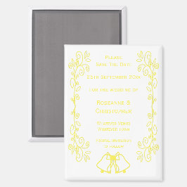 Lemon Bells Scrollwork Wedding Save the Date Magnet
