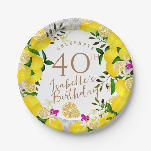 Lemon Birthday Pappteller (Vorderseite)