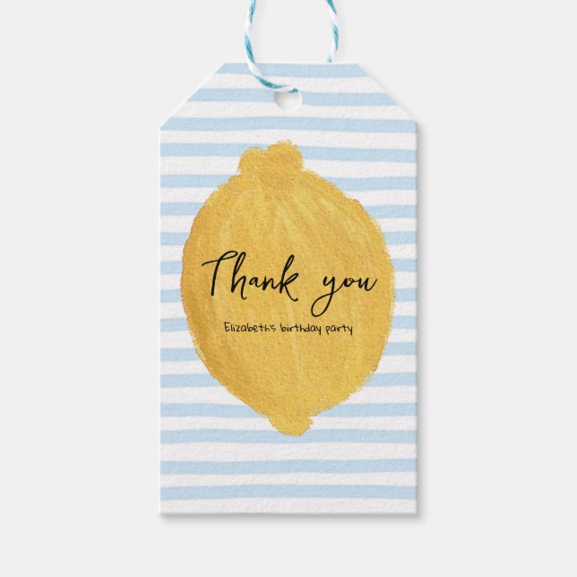 Lemon Birthday Party Rechteckiges Geschenk Tag Geschenkanhänger (Vorderseite)