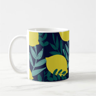 Lemon-Blätter: Vintager Illustrationshintergrund Kaffeetasse