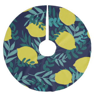 Lemon-Blätter: Vintager Illustrationshintergrund Polyester Weihnachtsbaumdecke