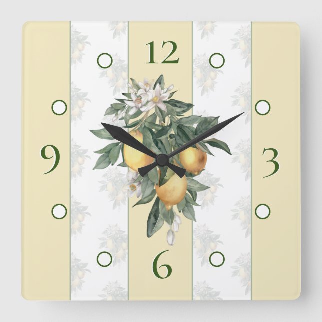 Lemon Bliss Square Wall Clock Quadratische Wanduhr (Vorderseite)