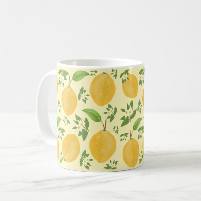 Lemon Bloom Collection patterned yellow Kaffeetasse (Vorderseite Links)