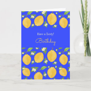 Lemon Bloom Kollektion gemustert blau Geburtstag Karte