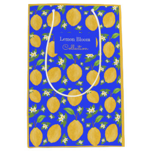 Lemon Bloom Kollektion gemustert blau Mittlere Geschenktüte