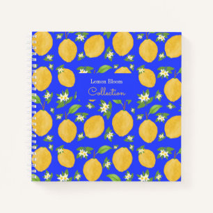 Lemon Bloom Kollektion gemustert blau Notizbuch