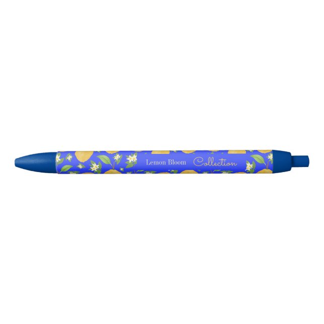 Lemon Bloom Kollektion Muster blau Kugelschreiber (Vorderseite)