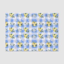 Lemon Blossom Blue Gingham Tissue Paper Seidenpapier