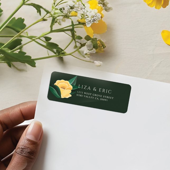 Lemon Blossom Blumenbaum Elegante Grüne Hochzeit (Lemon Blossom Floral Tree Elegant Green Wedding Label)