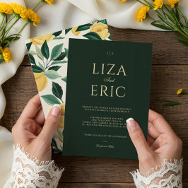 Lemon Blossom Blumenbaum Elegante Grüne Hochzeit Einladung