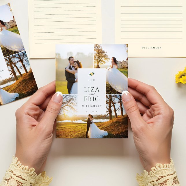 Lemon Blossom Blumenbaum Elegante Hochzeiten Fotos Dankeskarte (Lemon Blossom Floral Tree Elegant Wedding Photos Thank You Card)