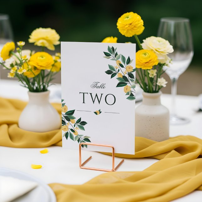 Lemon Blossom Blumenbaum Elegante Weiße Hochzeit Tischnummer (Lemon Blossom Floral Tree Elegant White Wedding Table Number)