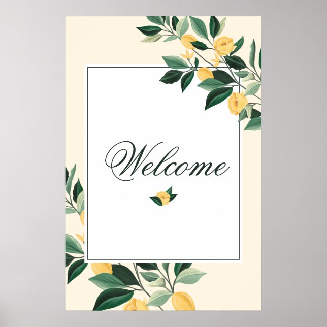 Lemon Blossom Blumenbaum Elegante Willkommen Poster (Vorne)