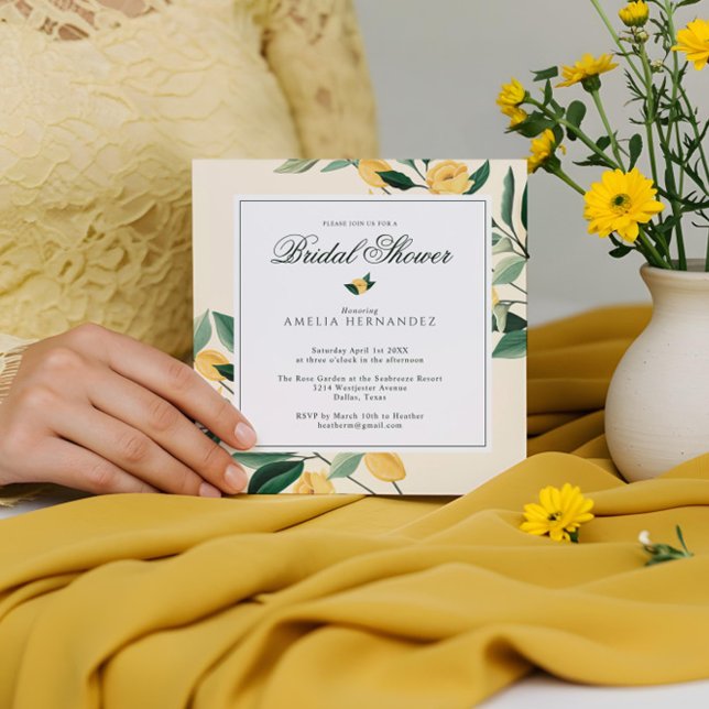 Lemon Blossom Blumenbaum Elegantes Brautparty Einladung (Lemon Blossom Floral Tree Elegant Bridal Shower Invitation)