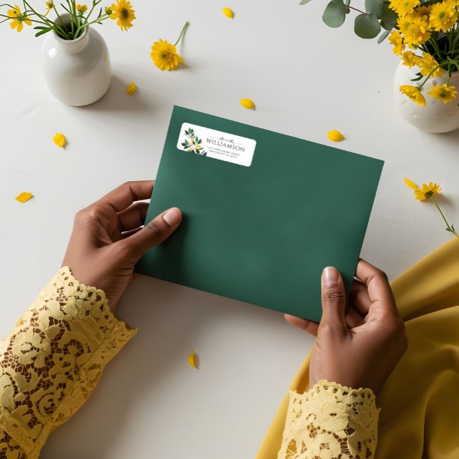 Lemon Blossom Blumenstrauß im Tessin (Lemon Blossom Floral Tree Elegant Minimal Wedding Label)