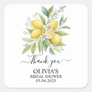 Lemon Blossom Brautparty Quadratischer Aufkleber