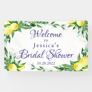Lemon Blossom Greenery Chic Brautparty Banner