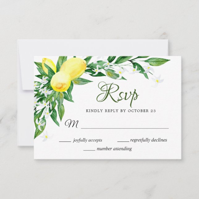 Lemon Blossom Greenery RSVP Card (Vorderseite)