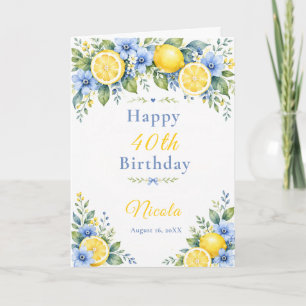 Lemon Blue 40. Geburtstag Karte