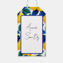 Lemon & Blue Blätter Vibranntes Farbmuster Geschenkanhänger