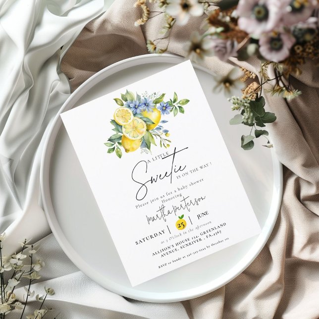 Lemon Blue Citrus Fruit Summer Baby Dusche Einladung (Von Creator hochgeladen)