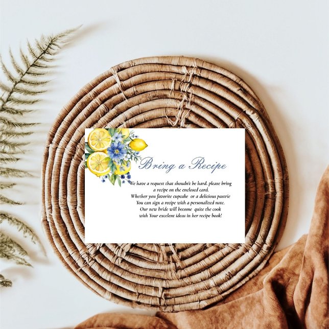 Lemon Blue Floral Book Rezept für die Braut Begleitkarte (Von Creator hochgeladen)