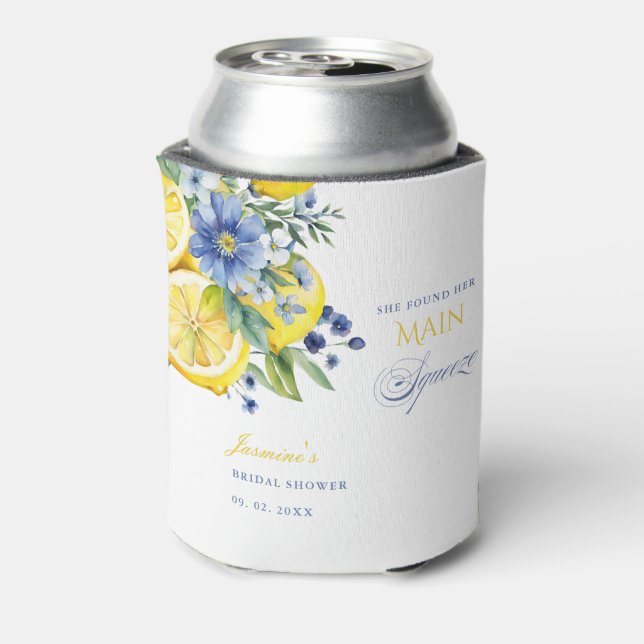 Lemon Blue Floral Citrus Brautparty Dosenkühler (Kanne Rückseite)