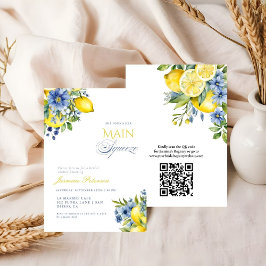 Lemon Blue Floral Citrus Brautparty Einladung
