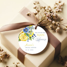 Lemon Blue Floral Citrus Brautparty Geschenkanhänger